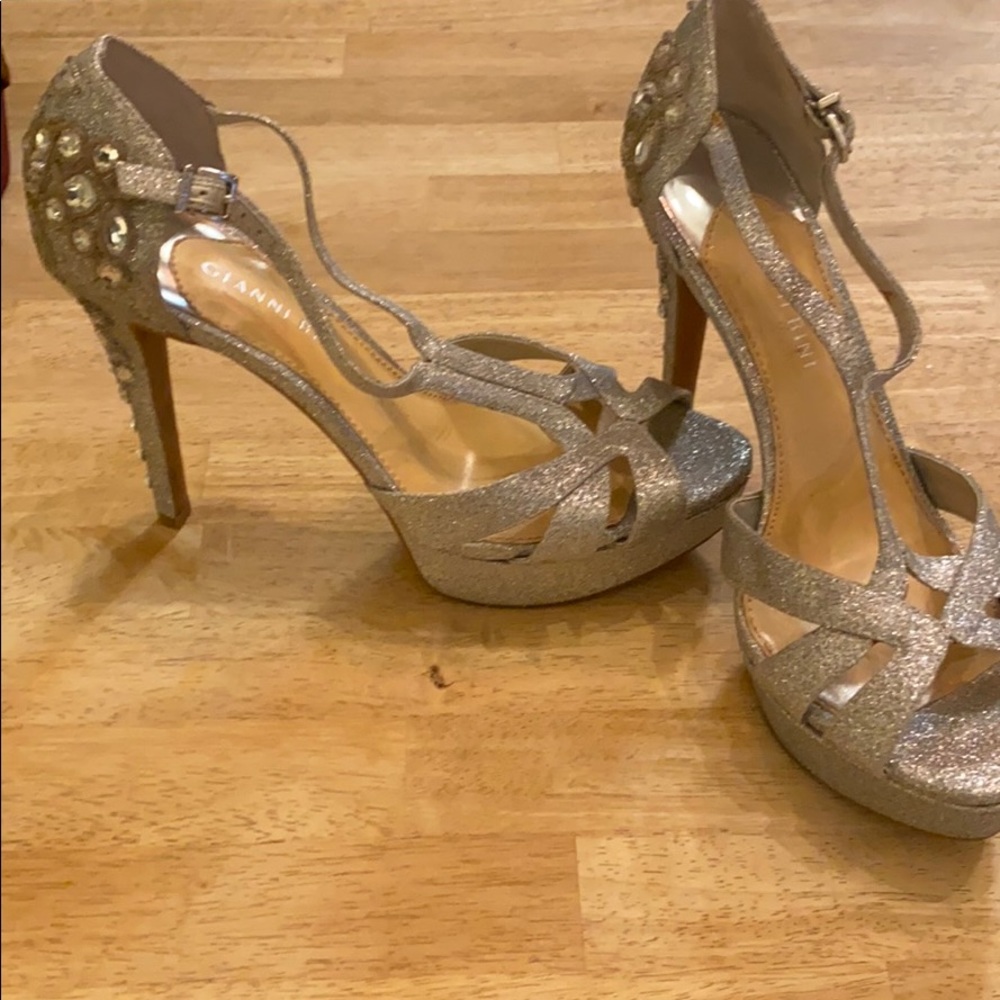 Gianni Bini Silver Sparkle Jeweled Pumps